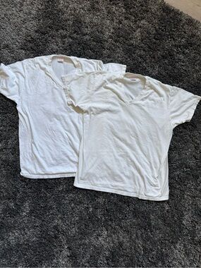 Brooks Brothers Mens White v-neck Undershirt Shirt-Size Large (set of 2)